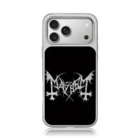Mayhem inverted bat cross logo iPhone 17 Pro Max Electroplated Silver Case1