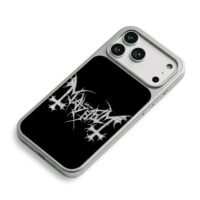 Mayhem inverted bat cross logo iPhone 17 Pro Max Electroplated Silver Case2
