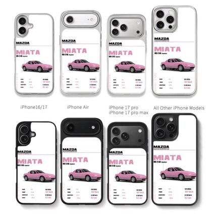 Mazda Miata MX5 NA Pink Car Specs Chris Brown Phone Case Black Electroplated Silver For Iphone 11 To 17