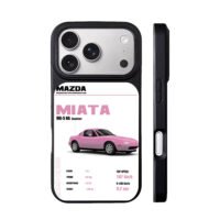 Mazda Miata MX5 NA Pink Car Specs iPhone 17 Pro Max Black Case