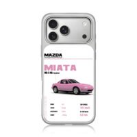 Mazda Miata MX5 NA Pink Car Specs iPhone 17 Pro Max Electroplated Silver Case1