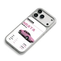 Mazda Miata MX5 NA Pink Car Specs iPhone 17 Pro Max Electroplated Silver Case2
