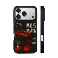 Mazda MX5 Miata red race track art iPhone 17 Pro Max Black Case