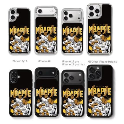 Mbappe Real Madrid celebrating art Chris Brown Phone Case Black Electroplated Silver For Iphone 11 To 17