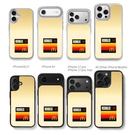 McDonalds stripe golden arches logo Chris Brown Phone Case Black Electroplated Silver For Iphone 11 To 17