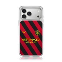 MCFC Puma Etihad stripe jersey iPhone 17 Pro Max Electroplated Silver Case1