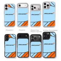 McLaren F1 blue orange black livery Chris Brown Phone Case Black Electroplated Silver For Iphone 11 To 17