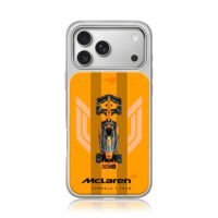 McLaren F1 car with orange stripes iPhone 17 Pro Max Electroplated Silver Case1