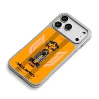 McLaren F1 car with orange stripes iPhone 17 Pro Max Electroplated Silver Case2