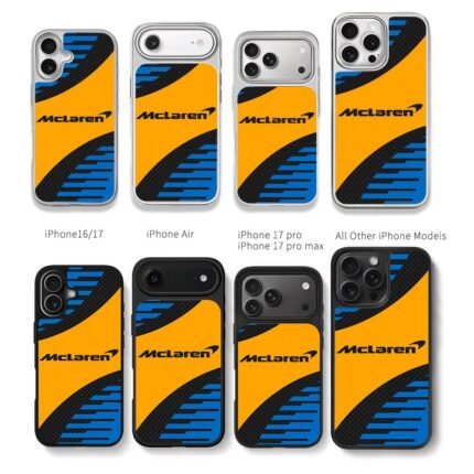 McLaren F1 carbon orange black blue Chris Brown Phone Case Black Electroplated Silver For Iphone 11 To 17