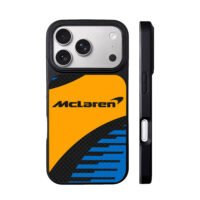 McLaren F1 carbon orange black blue iPhone 17 Pro Max Black Case