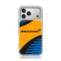 McLaren F1 carbon orange black blue iPhone 17 Pro Max Electroplated Silver Case1