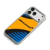 McLaren F1 carbon orange black blue iPhone 17 Pro Max Electroplated Silver Case2