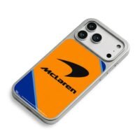 McLaren F1 logo orange blue livery iPhone 17 Pro Max Electroplated Silver Case2