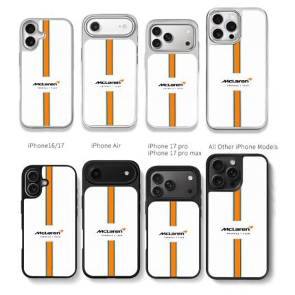 McLaren F1 orange blue stripe logo Chris Brown Phone Case Black Electroplated Silver For Iphone 11 To 17