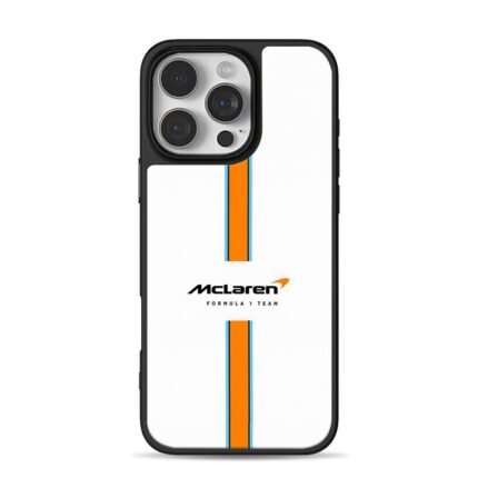 McLaren F1 orange blue stripe logo iPhone 16 Pro Max Black Case