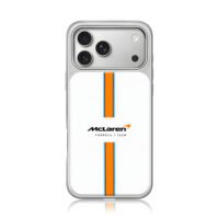 McLaren F1 orange blue stripe logo iPhone 17 Pro Max Electroplated Silver Case1