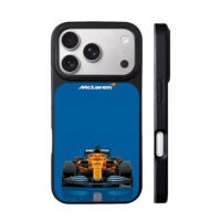 McLaren F1 race car blue background iPhone 17 Pro Max Black Case