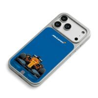 McLaren F1 race car blue background iPhone 17 Pro Max Electroplated Silver Case2