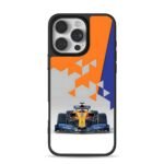 McLaren F1 race car orange blue geo Phone Case for iPhone 11-17 & Samsung Galaxy S24-S26