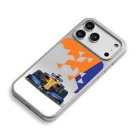 McLaren F1 race car orange blue geo iPhone 17 Pro Max Electroplated Silver Case2