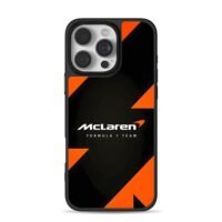 McLaren F1 Team black orange pattern iPhone 16 Pro Max Black Case