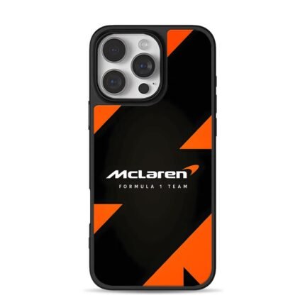 McLaren F1 Team black orange pattern iPhone 16 Pro Max Black Case