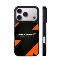 McLaren F1 Team black orange pattern iPhone 17 Pro Max Black Case