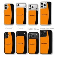 McLaren orange black carbon pattern Chris Brown Phone Case Black Electroplated Silver For Iphone 11 To 17