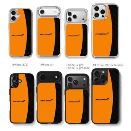 McLaren orange black carbon pattern Chris Brown Phone Case Black Electroplated Silver For Iphone 11 To 17