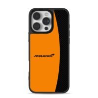 McLaren orange black carbon pattern Phone Case for iPhone 11-17 & Samsung Galaxy S24-S26