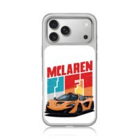 Mclaren orange racing car retro art iPhone 17 Pro Max Electroplated Silver Case1
