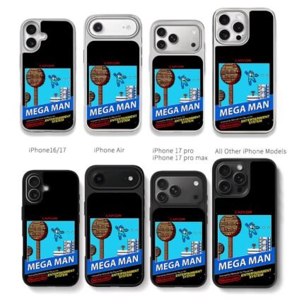 Mega Man Capcom Nintendo NES art Chris Brown Phone Case Black Electroplated Silver For Iphone 11 To 17