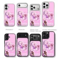 Megurine Luka pink anime collage Chris Brown Phone Case Black Electroplated Silver For Iphone 11 To 17