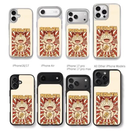 Meowth Pokemon lucky cat retro art Chris Brown Phone Case Black Electroplated Silver For Iphone 11 To 17