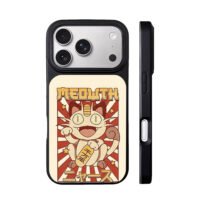 Meowth Pokemon lucky cat retro art iPhone 17 Pro Max Black Case