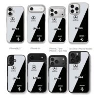 Mercedes AMG LH44 Ferrari livery Chris Brown Phone Case Black Electroplated Silver For Iphone 11 To 17