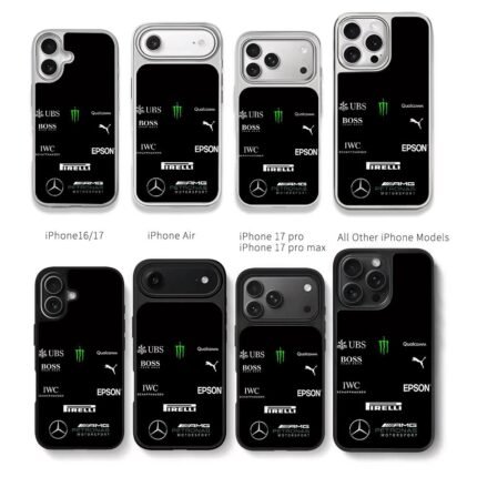 Mercedes AMG Petronas brand logos Chris Brown Phone Case Black Electroplated Silver For Iphone 11 To 17