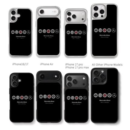 Mercedes Benz logos and text Chris Brown Phone Case Black Electroplated Silver For Iphone 11 To 17
