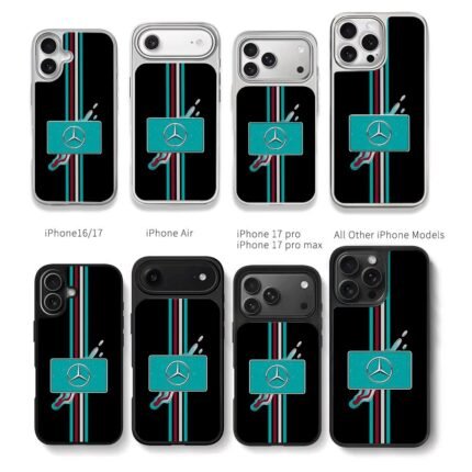 Mercedes logo teal burgundy stripe Chris Brown Phone Case Black Electroplated Silver For Iphone 11 To 17