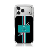 Mercedes logo teal burgundy stripe iPhone 17 Pro Max Electroplated Silver Case1