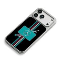 Mercedes logo teal burgundy stripe iPhone 17 Pro Max Electroplated Silver Case2