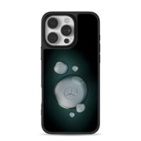 Mercedes logo water bubbles teal bg iPhone 16 Pro Max Black Case