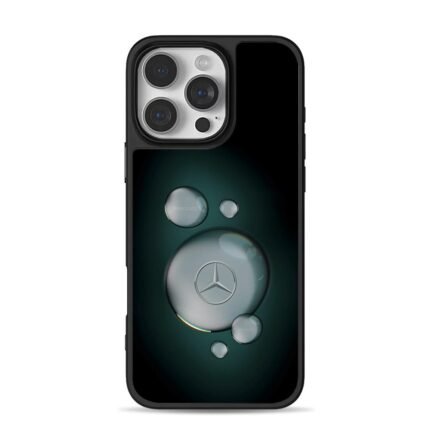 Mercedes logo water bubbles teal bg iPhone 16 Pro Max Black Case