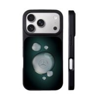 Mercedes logo water bubbles teal bg iPhone 17 Pro Max Black Case