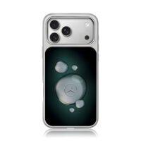 Mercedes logo water bubbles teal bg iPhone 17 Pro Max Electroplated Silver Case1