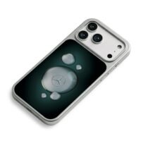 Mercedes logo water bubbles teal bg iPhone 17 Pro Max Electroplated Silver Case2