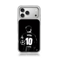 Messi 10 footballer with ball iPhone 17 Pro Max Electroplated Silver Case1