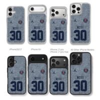 Messi 30 PSG Jordan football jersey Chris Brown Phone Case Black Electroplated Silver For Iphone 11 To 17