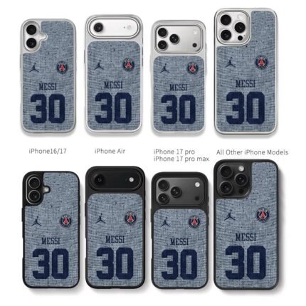 Messi 30 PSG Jordan football jersey Chris Brown Phone Case Black Electroplated Silver For Iphone 11 To 17